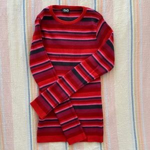 D&G Dolce & Gabbana stripe ribbed crewneck sweater